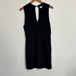 ASTR The Label Women’s Black Surplice Keyhole Mini Dress Large Party Wedding